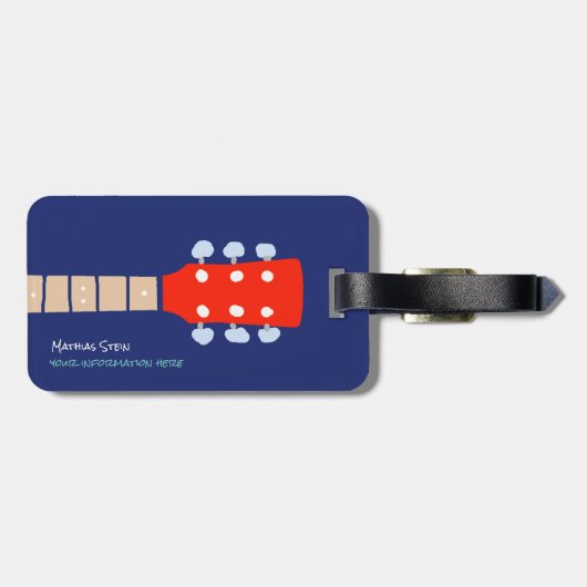 ロッククールギターミュージシャン旅行 ラゲッジタグ (裏面横)