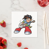 ロッククールスターギタリストおもしろいミュージシャン スタンダードカクテルナプキン (インサイチュ)