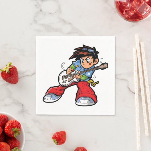 ロッククールスターギタリストおもしろいミュージシャン スタンダードカクテルナプキン (インサイチュ)