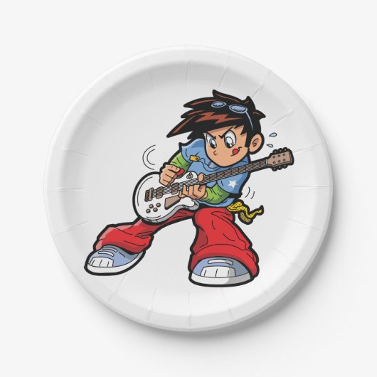 ロッククールスターギタリストおもしろいミュージシャン ペーパープレート (正面)