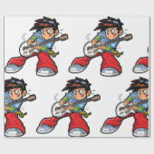 ロッククールスターギタリストおもしろいミュージシャン ラッピングペーパー (フラット)