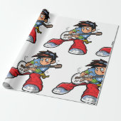 ロッククールスターギタリストおもしろいミュージシャン ラッピングペーパー (アンロールド)