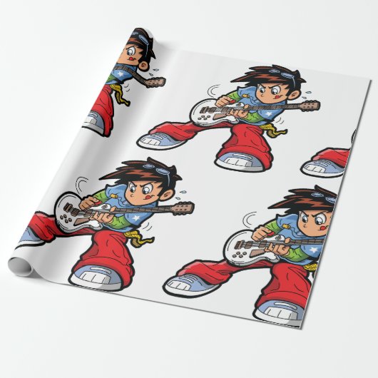 ロッククールスターギタリストおもしろいミュージシャン ラッピングペーパー (アンロールド)
