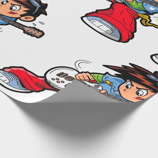 ロッククールスターギタリストおもしろいミュージシャン ラッピングペーパー