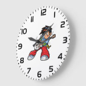 ロッククールスターギタリストおもしろいミュージシャン ラージ壁時計 (傾斜)