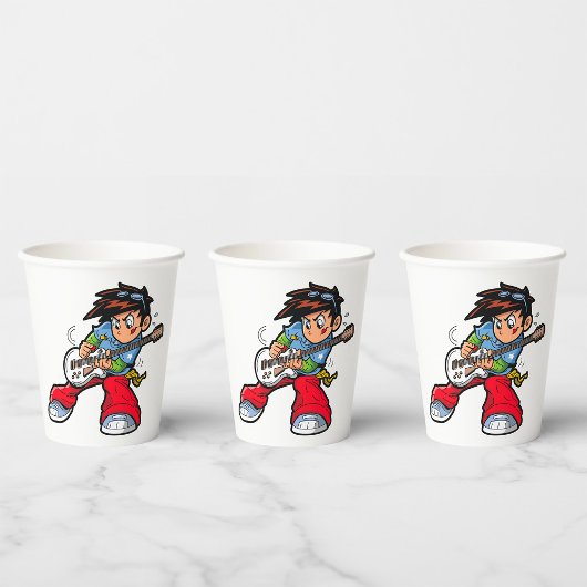 ロッククールスターギタリストおもしろいミュージシャン 紙コップ