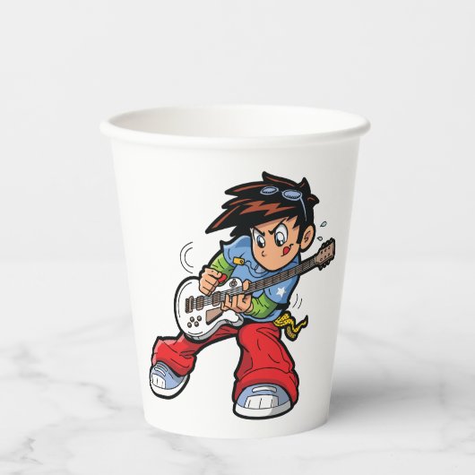 ロッククールスターギタリストおもしろいミュージシャン 紙コップ (正面)
