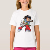 ロッククールスターギタリストおもしろいミュージシャン Tシャツ (正面)