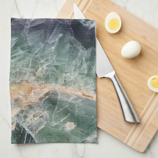 ロックコレクターユーモア紫の緑の研磨石 キッチンタオル (四つ折り)