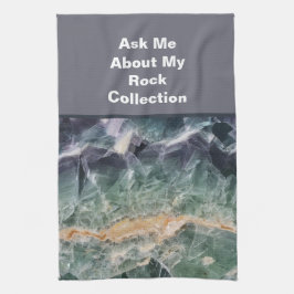 ロックコレクターユーモア紫の緑の研磨石 キッチンタオル