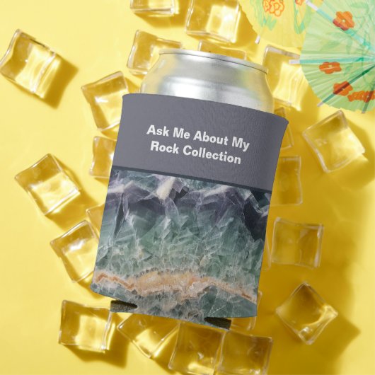 ロックコレクターユーモア紫の緑の研磨石 缶クーラー (インサイチュ 夏)