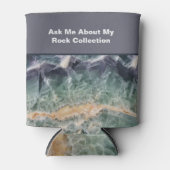 ロックコレクターユーモア紫の緑の研磨石 缶クーラー (正面)