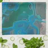 ロックコレクターユーモア青い緑の霜降り石 キッチンタオル (折り畳み)