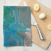 ロックコレクターユーモア青い緑の霜降り石 キッチンタオル (四つ折り)
