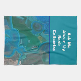 ロックコレクターユーモア青い緑の霜降り石 キッチンタオル