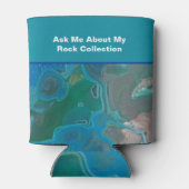 ロックコレクターユーモア青い緑の霜降り石 缶クーラー (裏面)