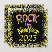 ロックザニューイヤーおもしろいロックインのパーティの招待状 招待状 (正面/裏面)