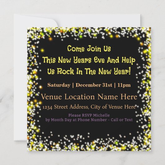 ロックザニューイヤーおもしろいロックインのパーティの招待状 招待状 (裏面)