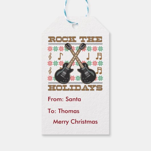 ロックザホリデイズギター醜いクリスマスセーター ギフトタグ (裏面)