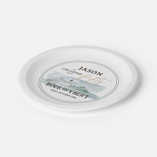 ロックザヨット50誕生日 パーソナライズされた ペーパープレート (アングル)