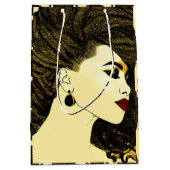 ロックスのある美しいアフリカ系アメリカ人女性 ミディアムペーパーバッグ (正面)