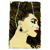 ロックスのある美しいアフリカ系アメリカ人女性 ミディアムペーパーバッグ (裏面)