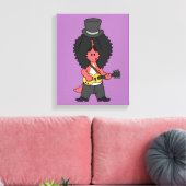 ロックスターに扮したアロサウルスのイラストレーション キャンバスプリント (インサイチュ (リビング))