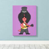 ロックスターに扮したアロサウルスのイラストレーション キャンバスプリント (インサイチュ (ウッドフロア))