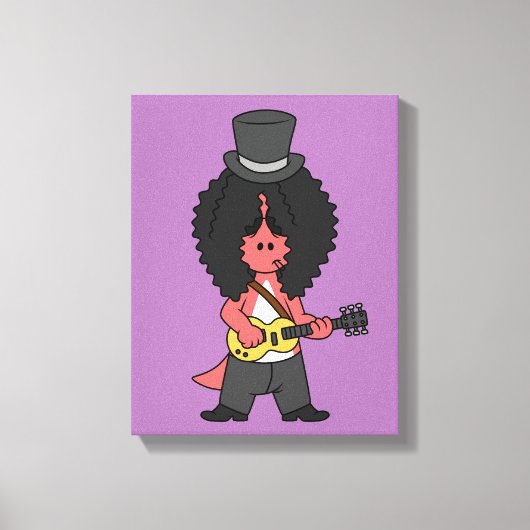 ロックスターに扮したアロサウルスのイラストレーション キャンバスプリント (正面)