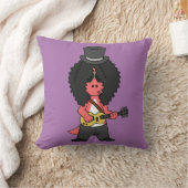 ロックスターに扮したアロサウルスのイラストレーション クッション (ブランケット)