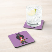 ロックスターに扮したアロサウルスのイラストレーション コースター (右側)