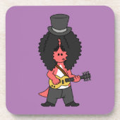 ロックスターに扮したアロサウルスのイラストレーション コースター (正面)