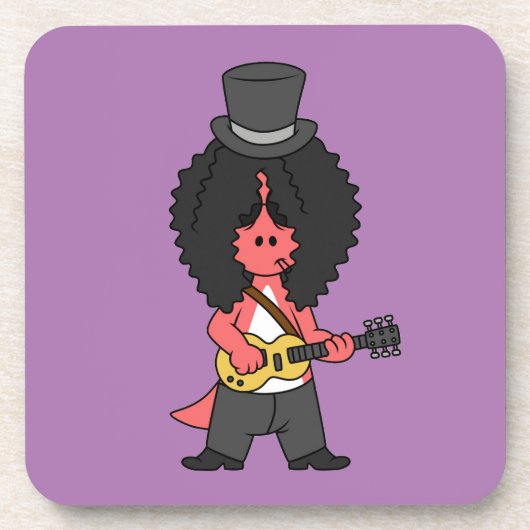 ロックスターに扮したアロサウルスのイラストレーション コースター (正面)