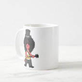 ロックスターに扮したアロサウルスのイラストレーション コーヒーマグカップ (正面左)