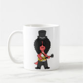 ロックスターに扮したアロサウルスのイラストレーション コーヒーマグカップ (左)