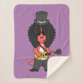 ロックスターに扮したアロサウルスのイラストレーション シェルパブランケット (正面)
