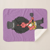 ロックスターに扮したアロサウルスのイラストレーション シェルパブランケット (正面(横))