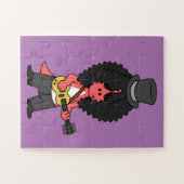 ロックスターに扮したアロサウルスのイラストレーション ジグソーパズル (横)