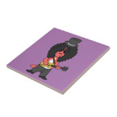 ロックスターに扮したアロサウルスのイラストレーション タイル (側面)