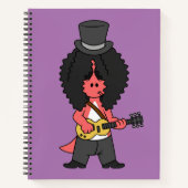 ロックスターに扮したアロサウルスのイラストレーション ノートブック (正面)