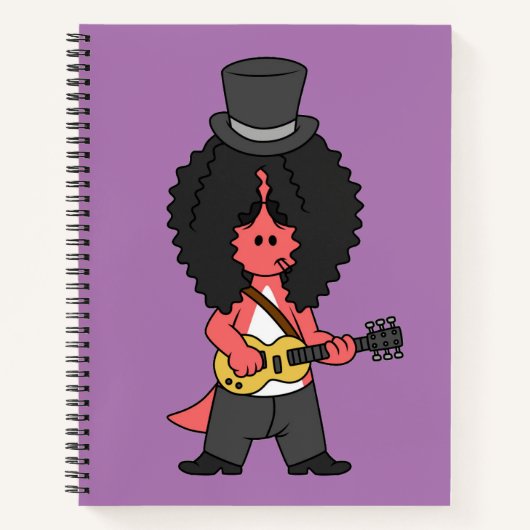 ロックスターに扮したアロサウルスのイラストレーション ノートブック (正面)