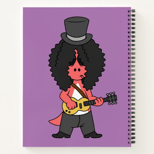 ロックスターに扮したアロサウルスのイラストレーション ノートブック (裏面)