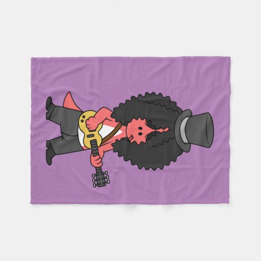 ロックスターに扮したアロサウルスのイラストレーション フリースブランケット (正面(横))