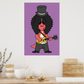 ロックスターに扮したアロサウルスのイラストレーション ポスター (キッチン)