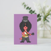 ロックスターに扮したアロサウルスのイラストレーション ポストカード (スタンド正面)