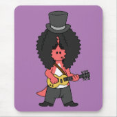 ロックスターに扮したアロサウルスのイラストレーション マウスパッド (正面)