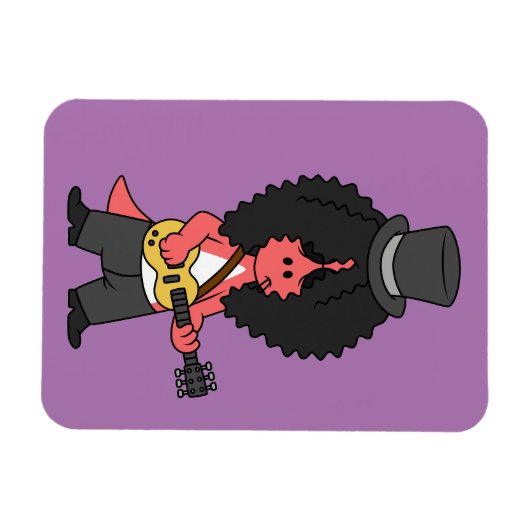 ロックスターに扮したアロサウルスのイラストレーション マグネット (横)