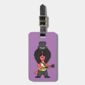 ロックスターに扮したアロサウルスのイラストレーション ラゲッジタグ (正面縦)