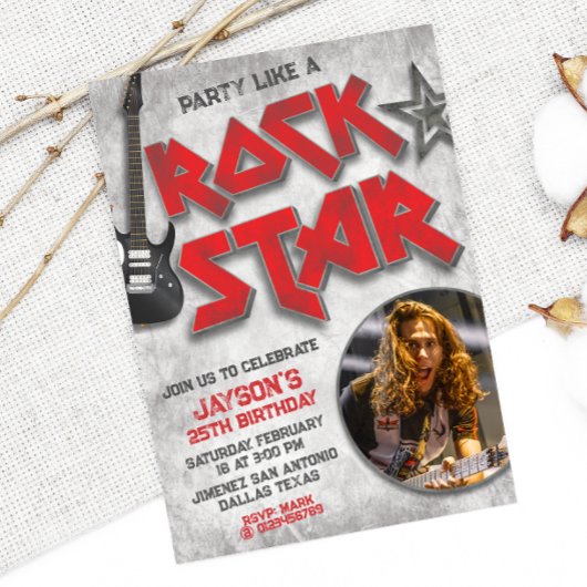 ロックスターのようにパーティーしよう - 写真付き 招待状
