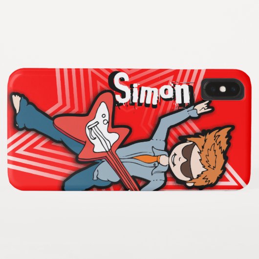 ロックスターのギターの男の子の赤の名前をカスタムする Case-Mate iPhoneケース (裏面(横))